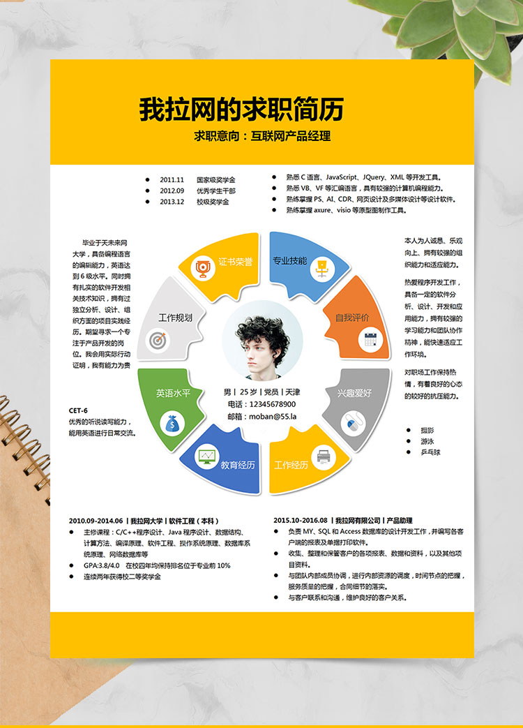 創(chuàng)意個(gè)性互聯(lián)網(wǎng)產(chǎn)品經(jīng)理求職簡歷word簡歷
