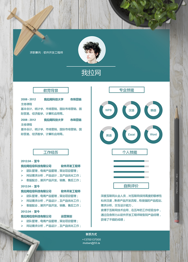 綠色穩(wěn)重大氣軟件開發(fā)工程師簡歷